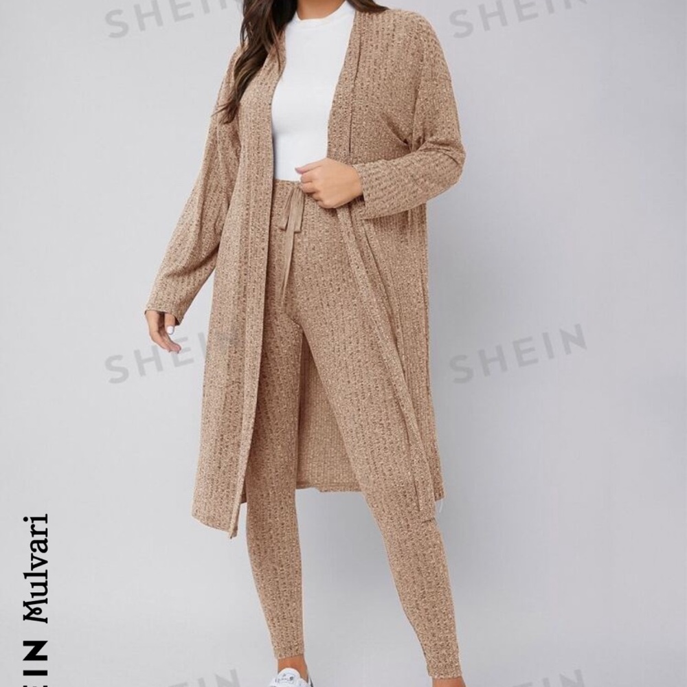 Mulvari Drop Shoulder coat & knot front leggings